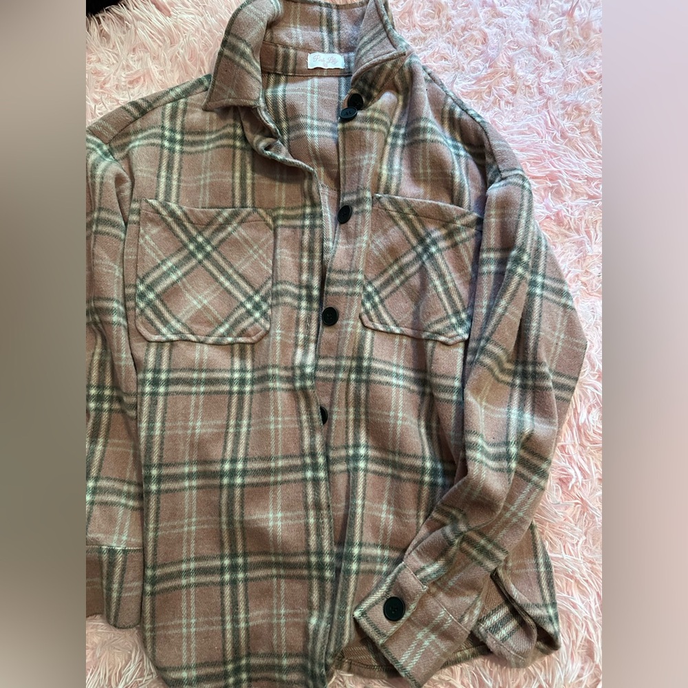 Pink Lily XS Pink Flannel Plaid Shacket
